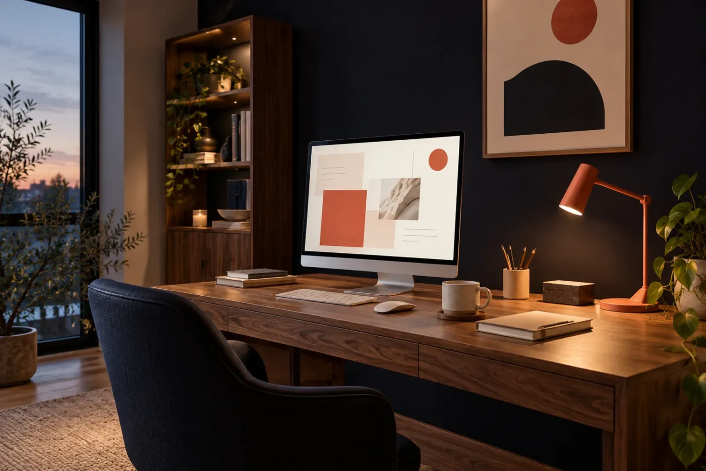 A design desk after hours