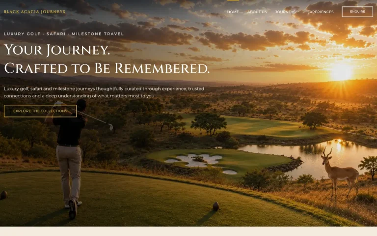 Black Acacia Journeys website on desktop