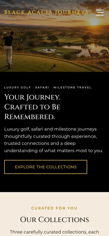 Black Acacia Journeys website on a phone