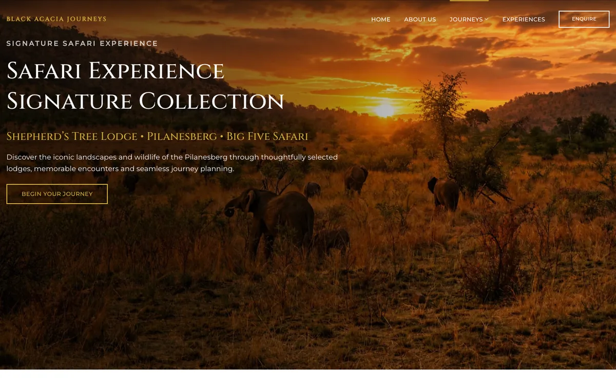 Black Acacia Journeys safari experience page