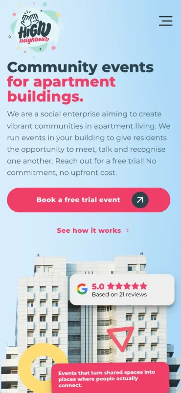 High Neighbour website on a phone