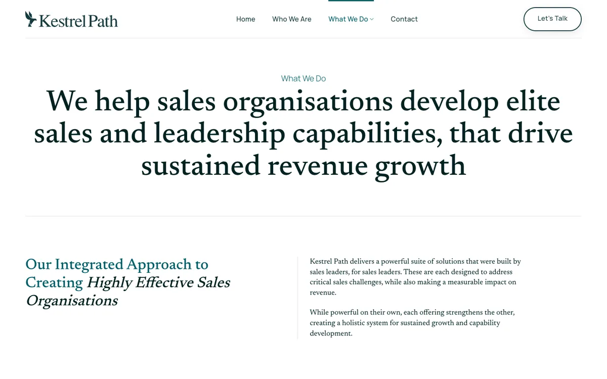 Kestrel Path What we do page