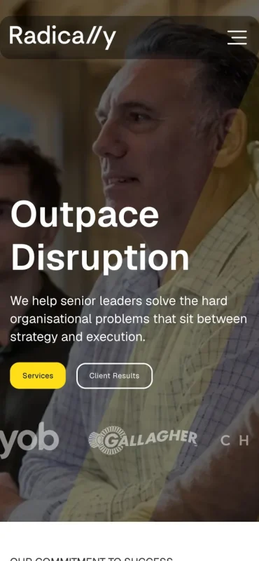Radically homepage on a phone