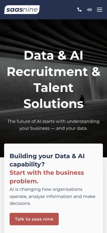Data & AI capability page on a phone