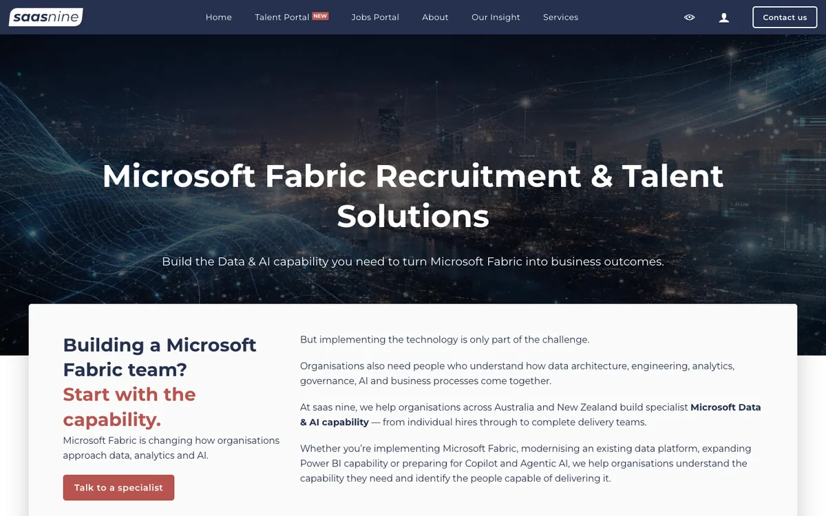 Microsoft Fabric Recruitment capability page