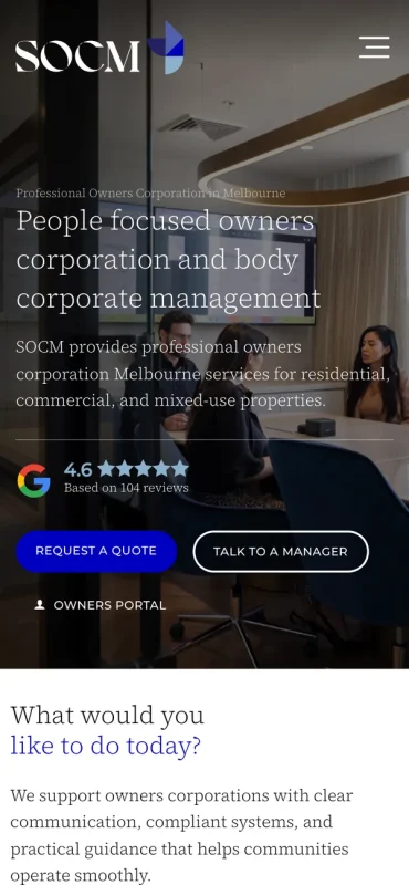 SOCM homepage on a phone