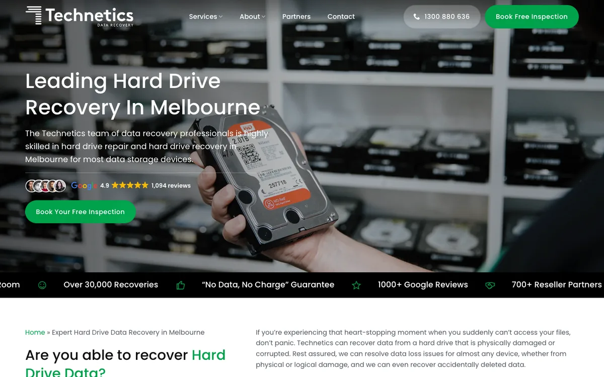 Technetics hard drive recovery page