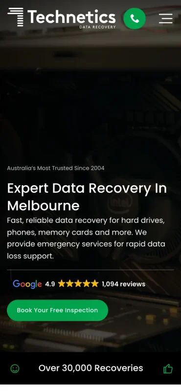 Technetics homepage on a phone