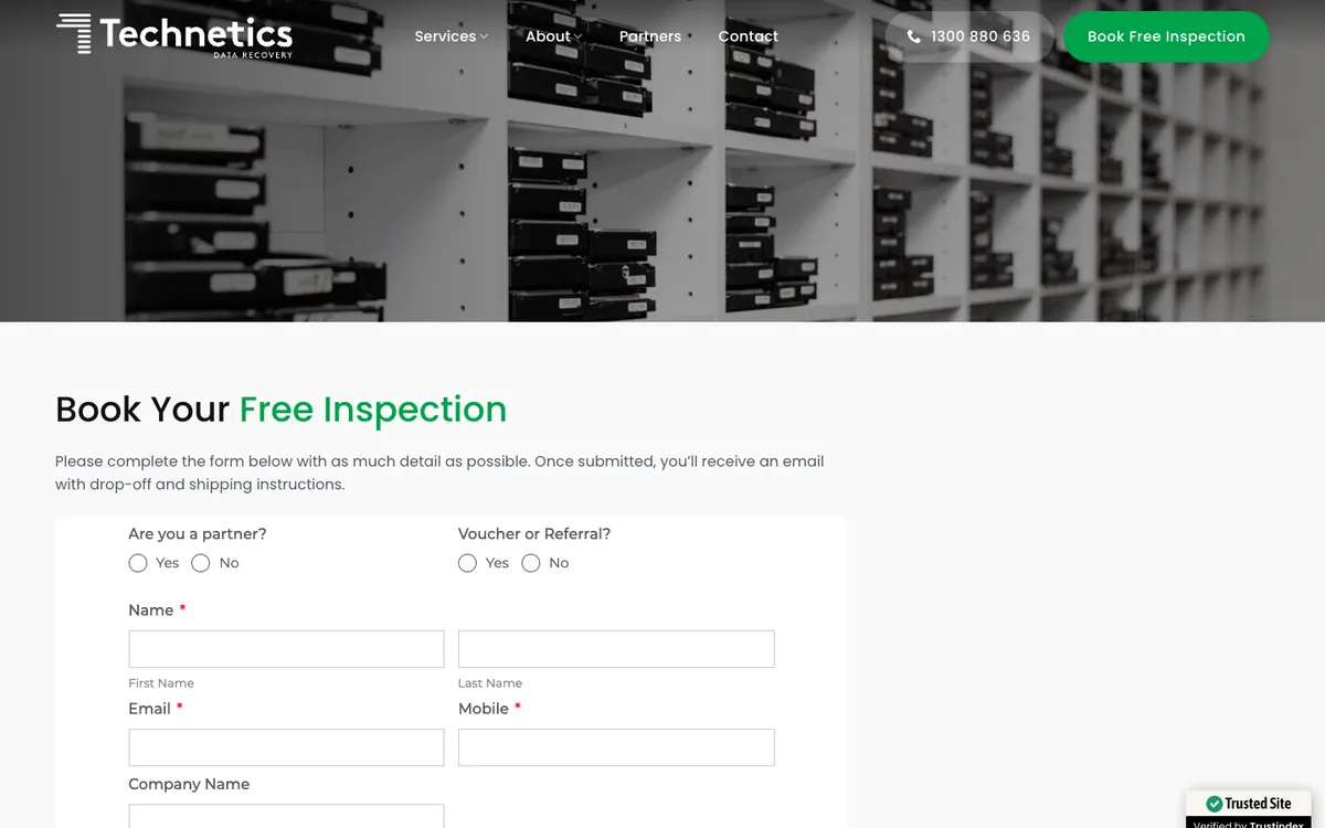 Technetics free inspection booking form