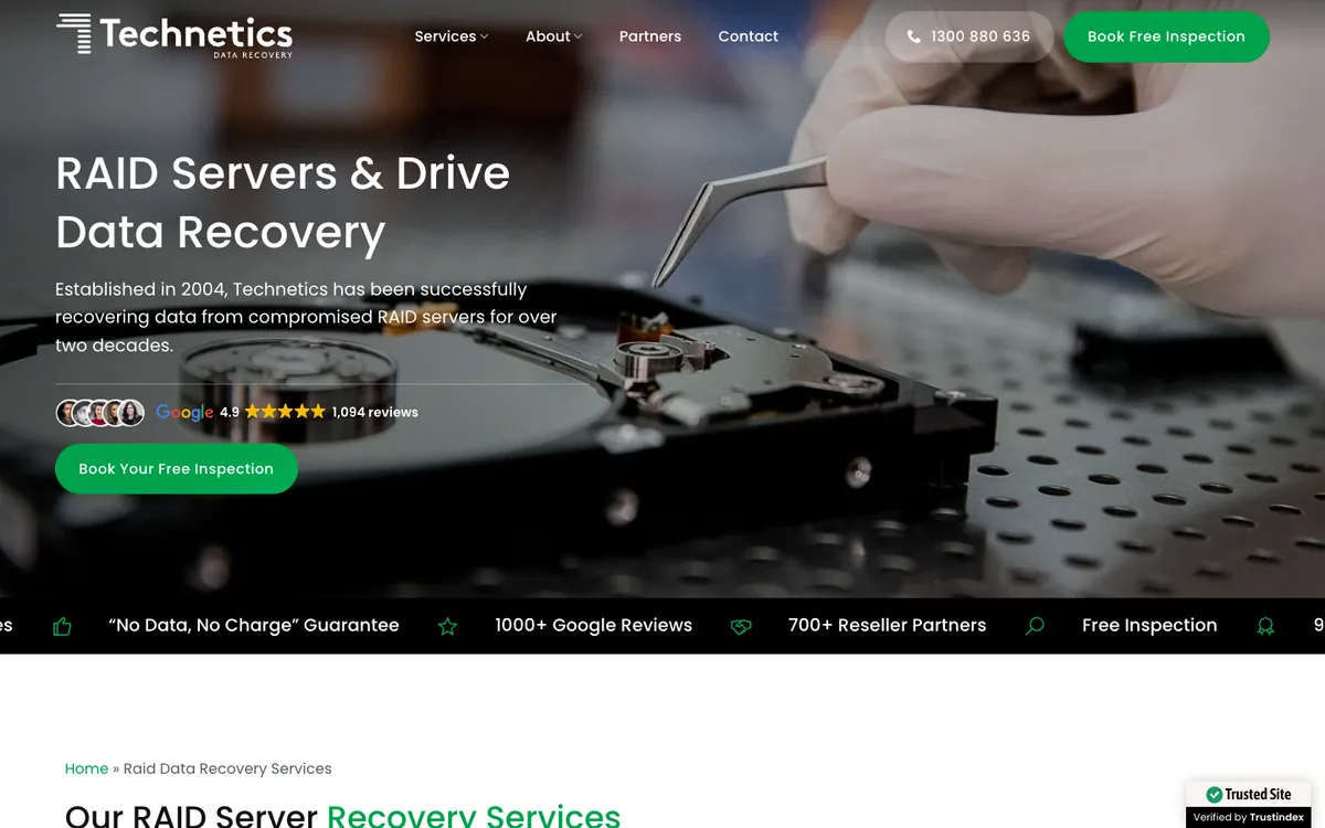 Technetics RAID and server recovery page